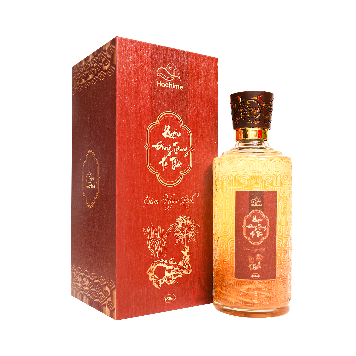 Chai rượu ngâm ĐTHT (sợi tươi) & Sâm Ngọc Linh thượng hạng 650ml